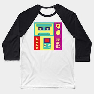 Retro Objects Nostalgia Flat Design Baseball T-Shirt